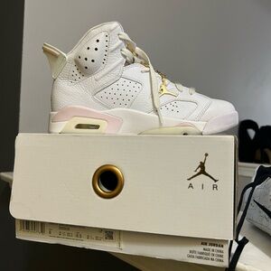 Jordan White and Gold Sneakers